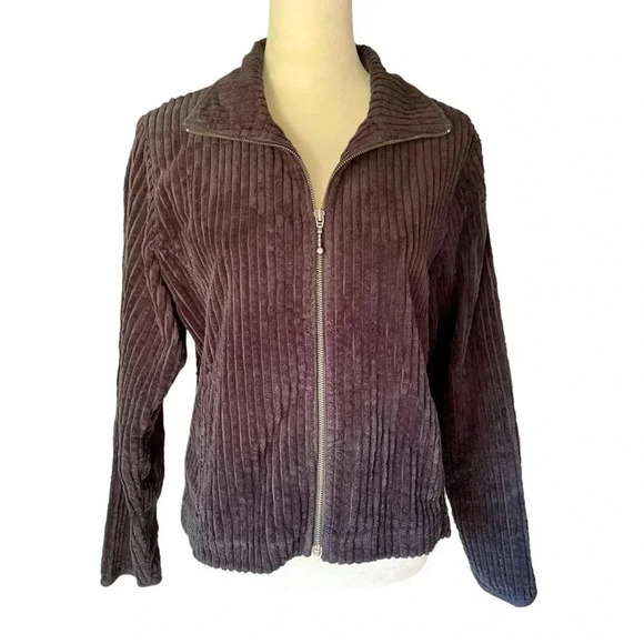Woolrich Corduroy Black Cotton Bomber Jacket Vintage Kinsdale Zip Up Women Sz M - Picture 3 of 8